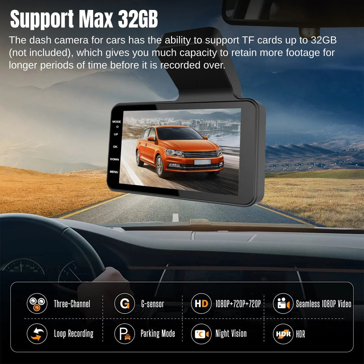 Dual Lens Car  Dash Cam Video Recorder G-Sensor 1080P Front And Rear Camera