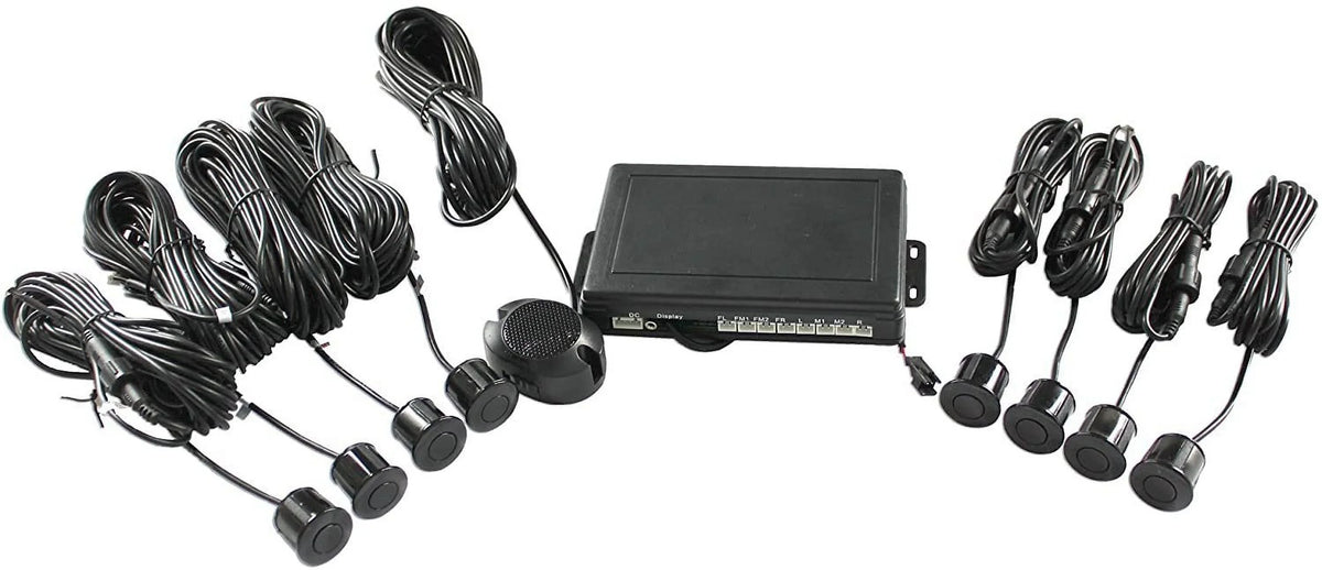 Boyo VTSR220 Rear 4 and Front 4 Parking Sensors with Waterproof Connector, Black