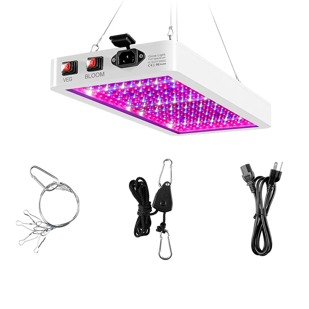 Aibecy Dual Switch  Grow Light 2000W for Indoor Plants Full Spectrum IP65 Waterproof Ideal for Seedlings Flowers Greenhouse