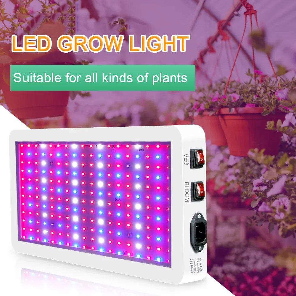 2000W  Grow Light for Indoor Plants 312 LEDs Full Spectrum Veg and Bloom Dual Switch IP65 Waterproof Hanging Plant Growing Lamps for Seedlings Flowers Greenhouse