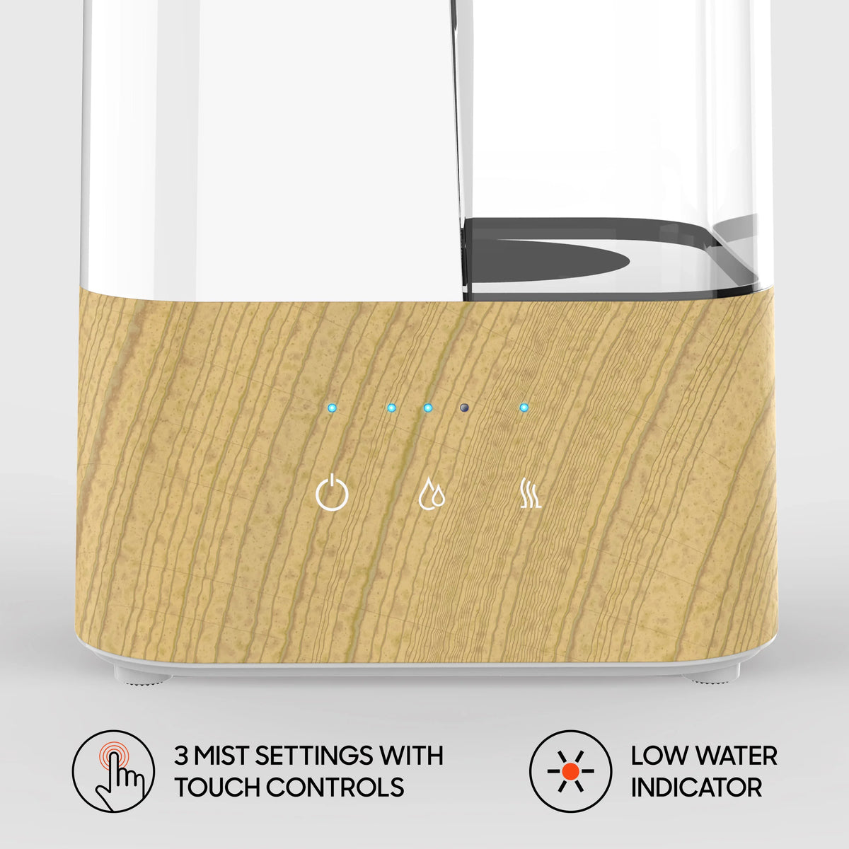 Sharper Image UHS2 Ultrasonic Humidifier, Whisper-Quiet, Warm or Cool Mist, 3 Settings, Filter Free