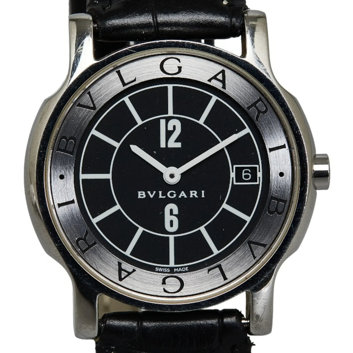 Pre-Owned  Solotempo Leather (non-original) Watch ST35S Quartz Black Dial Stainless Steel Women's (Good)