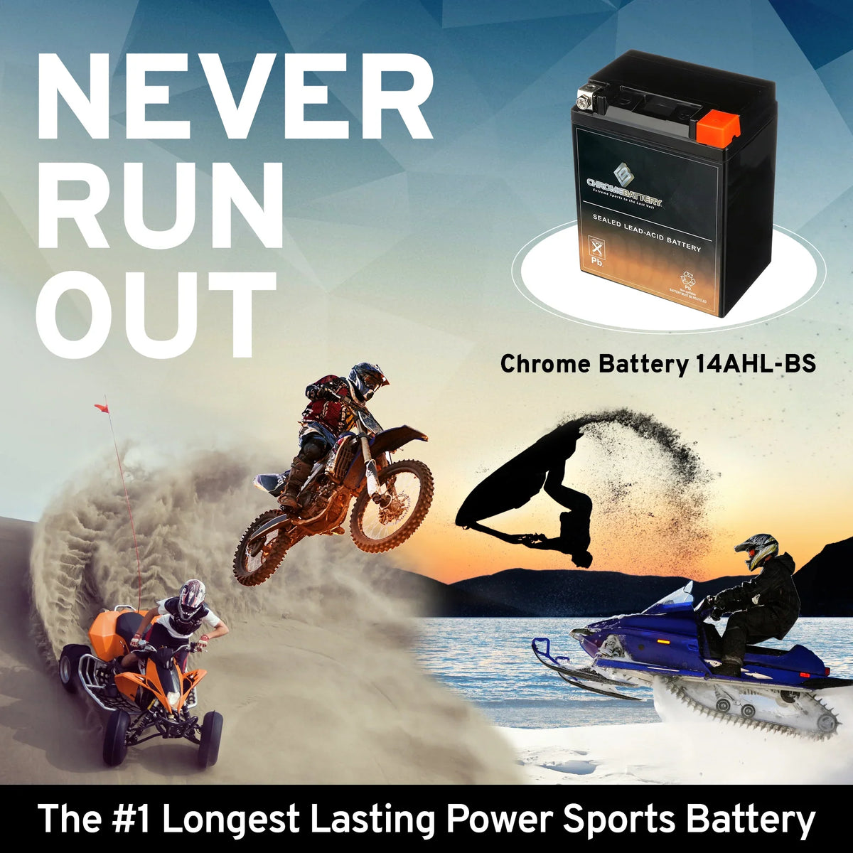 Chrome Battery YTX14AHL- (14AHL- 12 Volt,12 Ah, 210 ) Motorcycle Battery for Suzuki Gsx-r750 750cc 86-'92