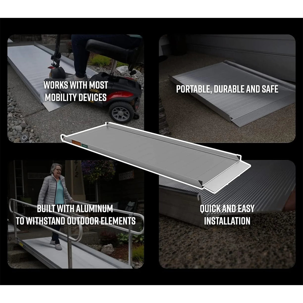 '-  3G 8 Foot Portable Wheelchair Ramp w/2 Line Handrails