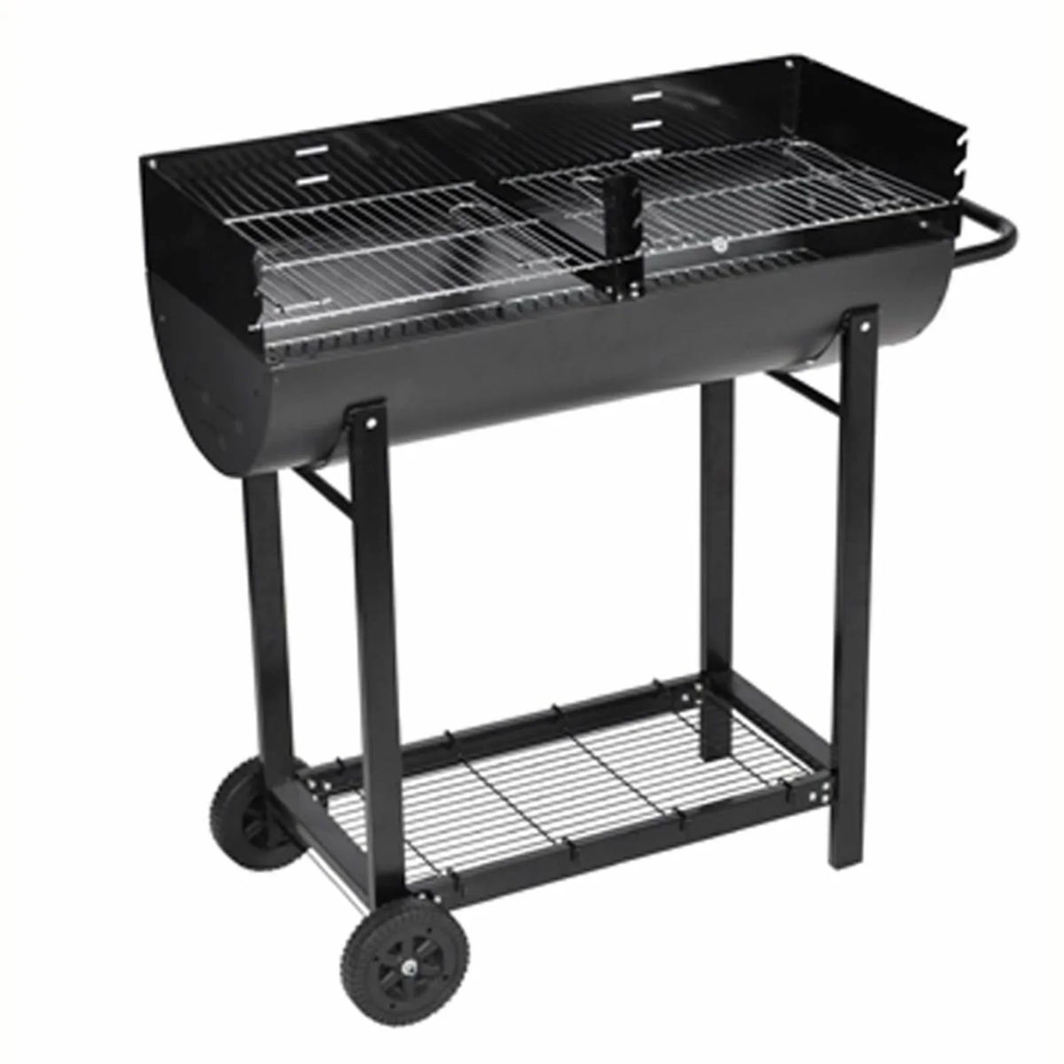 Dcenta Charcoal  Stand with Lower Shelf and Wheels Steel Barbecue Grill Black for Camping Cooking, Grilling, Smoking, Picnic, Hiking, Party, Garden, Patio 39.4 Inch Length