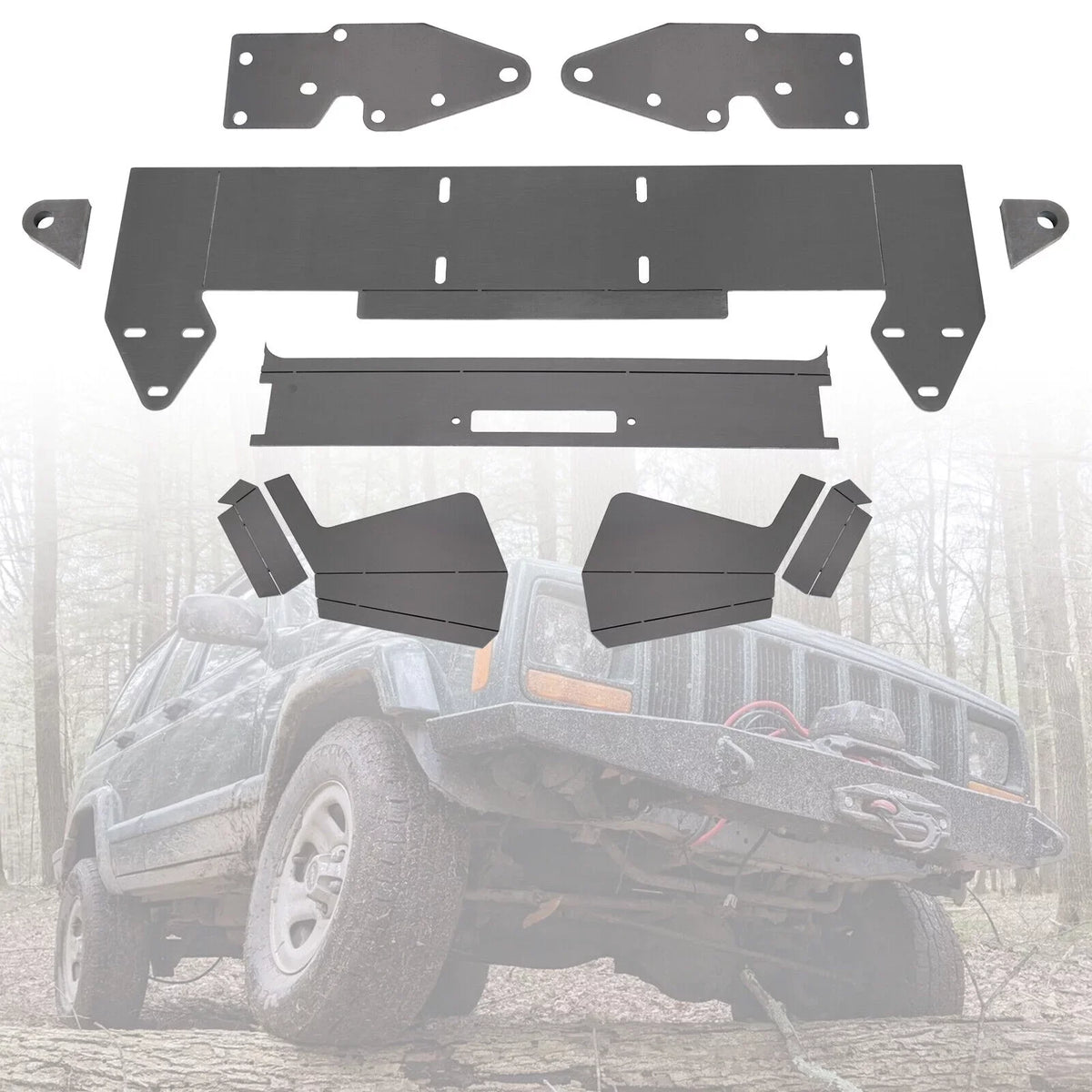 Front Bumper Bare Metal Kit for 1984-2001 Jeep Cherokee  Winch Mount Plate