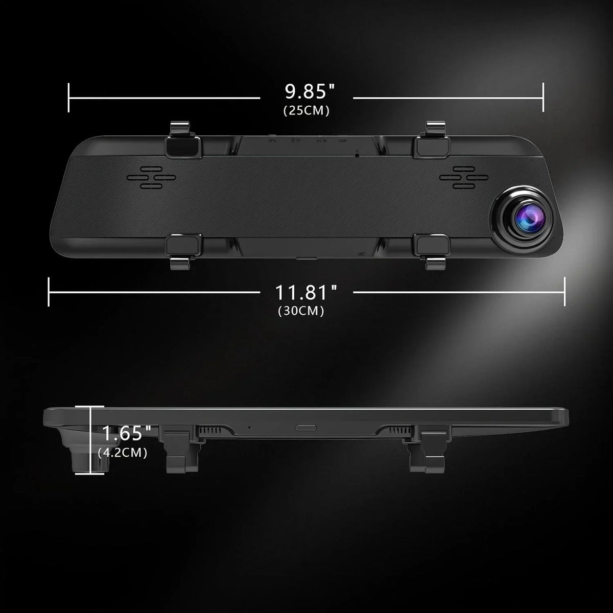 K17 Dash Cam 4K  12" Rear View Mirror Camera 2160P Ultra  Front and Rear Night Vision Parking Assistante 64GB Card