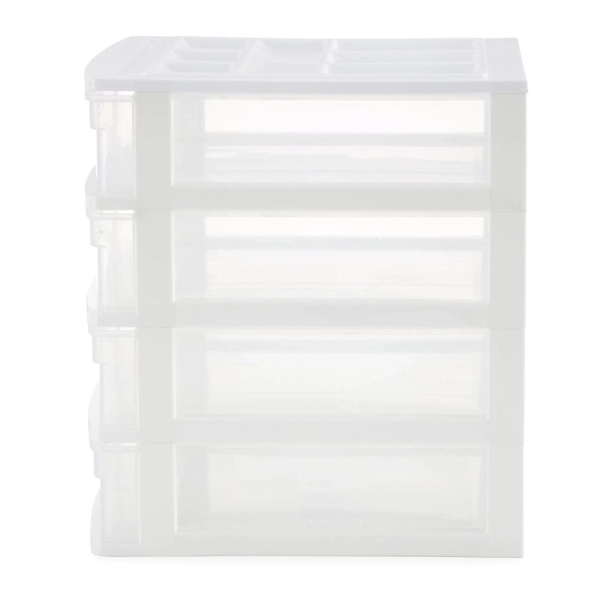 Gracious Living 4 Drawer Desktop Storage w/ Organizer Lid, White (4 Pack)