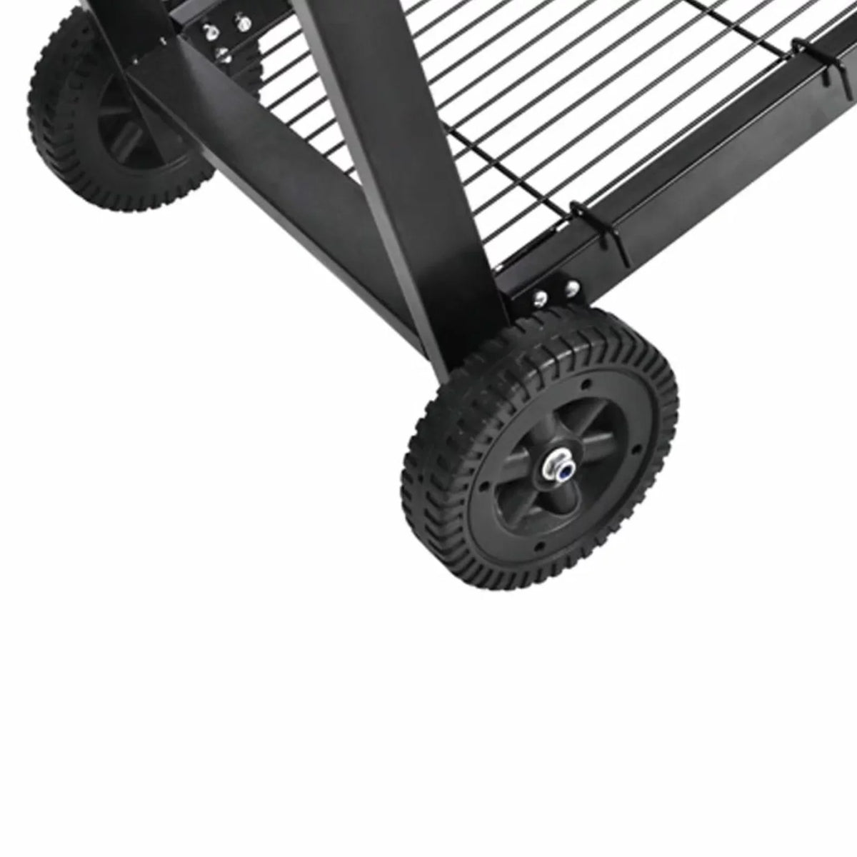 Dcenta Charcoal  Stand with Lower Shelf and Wheels Steel Barbecue Grill Black for Camping Cooking, Grilling, Smoking, Picnic, Hiking, Party, Garden, Patio 39.4 Inch Length