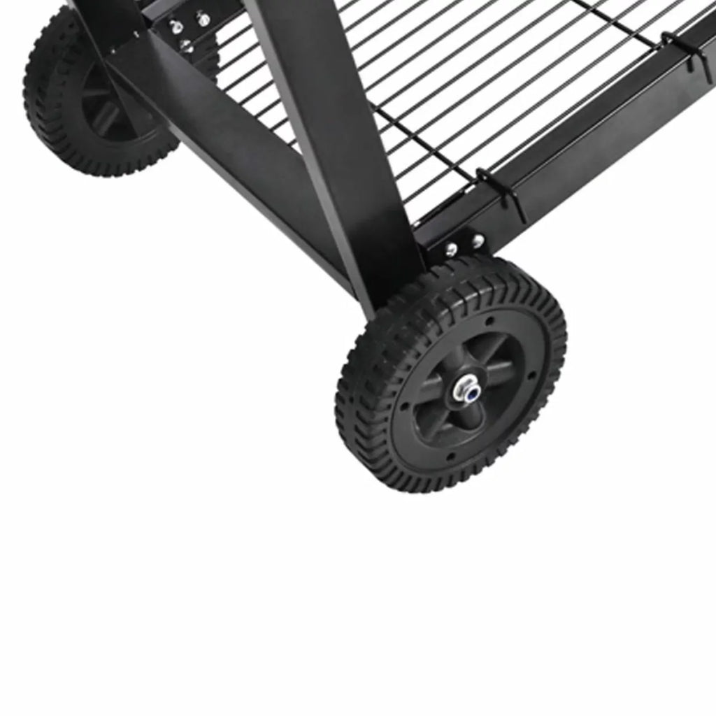 moobody Charcoal  Stand with Lower Shelf and Wheels Steel Barbecue Grill Black for Camping Cooking, Grilling, Smoking, Picnic, Hiking, Party, Garden, Patio 39.4 Inch Length