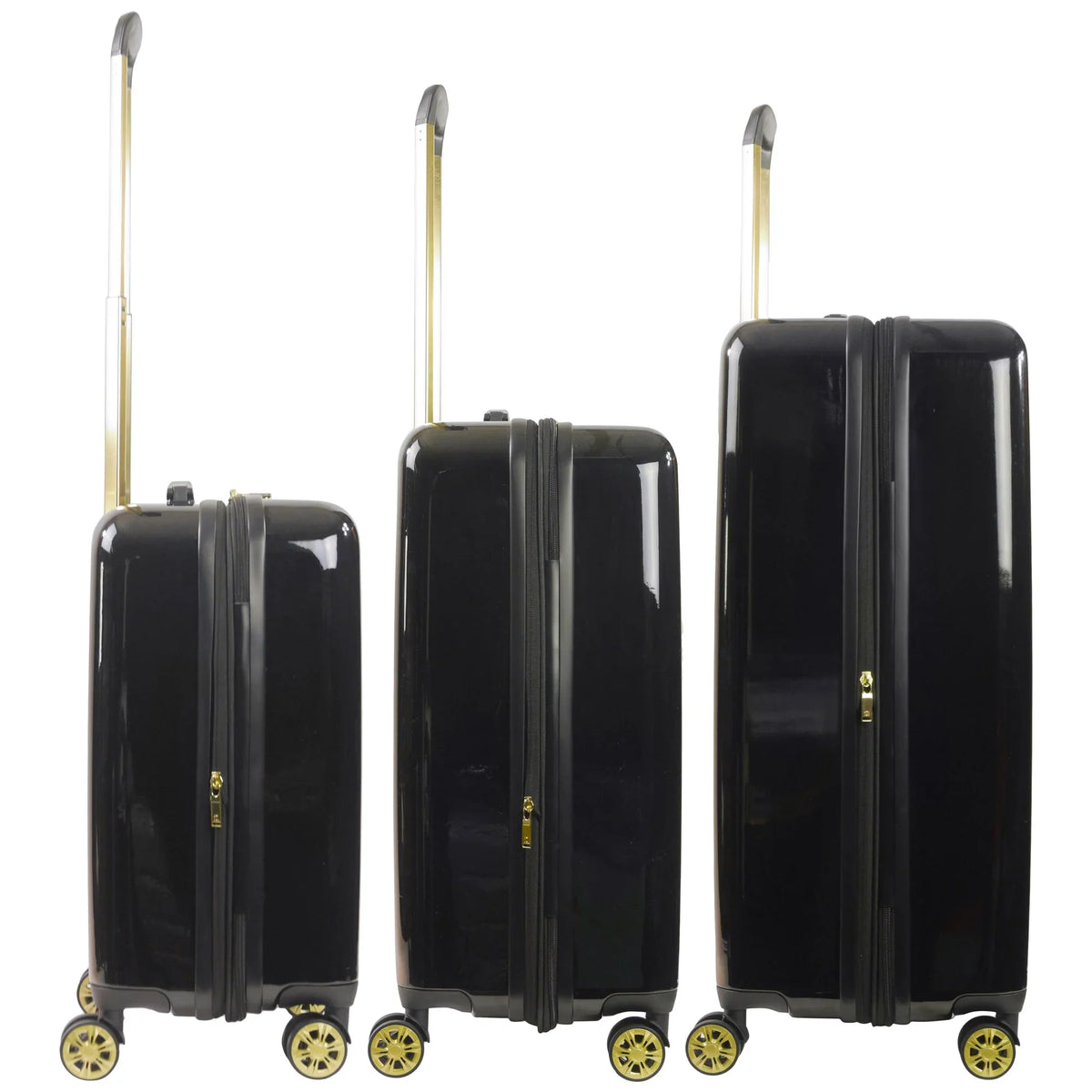 Grove 3 Piece Set Rolling Luggage, Hardshell Suitcase with Spinner Wheels, 22, 27, and 31 Inch, Black
