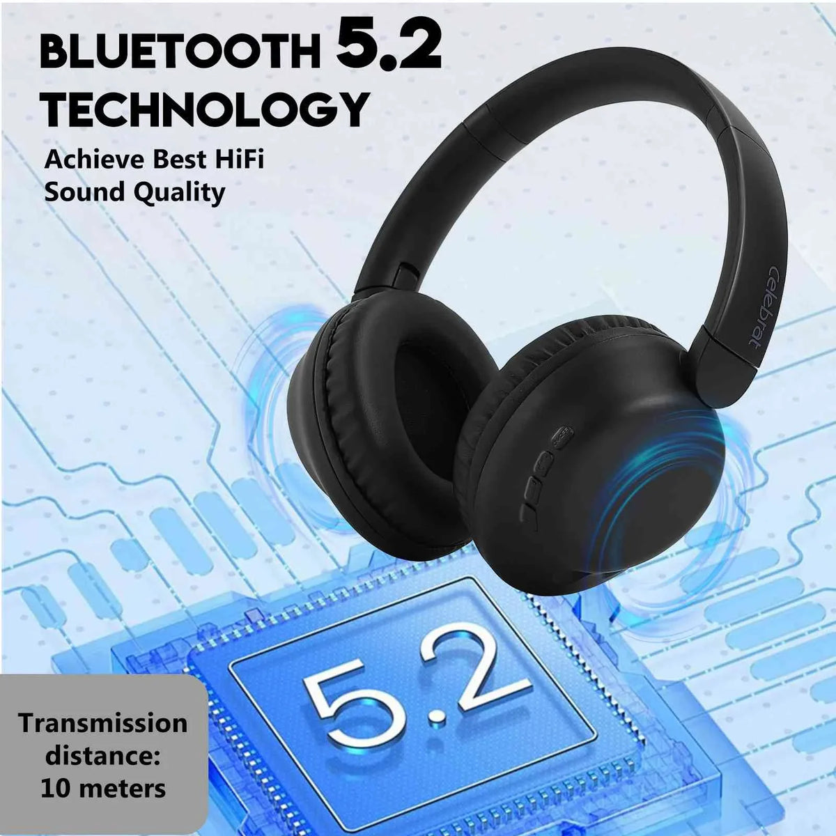 UrbanX Perfect Comfort 955  Overhead Wireless Bluetooth Headphones For Samsung Gear S3 classic  Noise-Cancelling, with – Black
