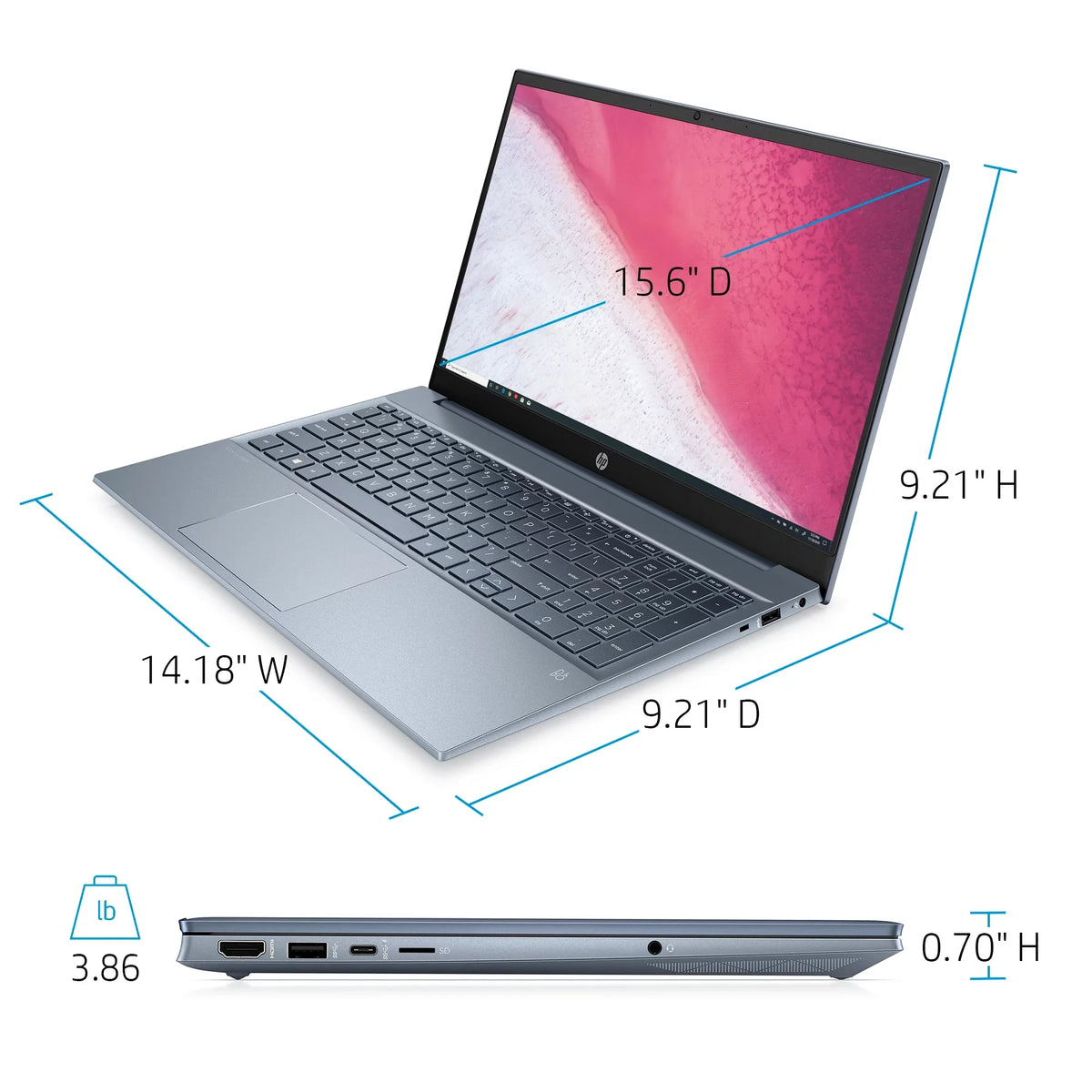 Pavilion 15.6" ,  Ryzen 7-5700U, 8GB , 512GB , Horizon Blue, Windows 11, 15-eh1070wm