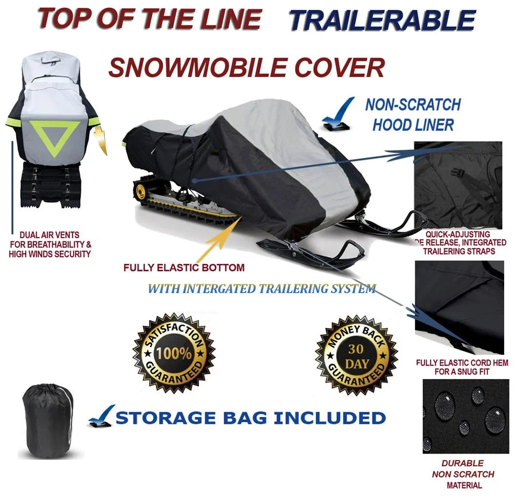 600D Snowmobile Travel and Storage Cover Compatible for 2004-2004 Model Year Ski Doo Bombardier   2  600  Sleds. Slush and Mud Protection