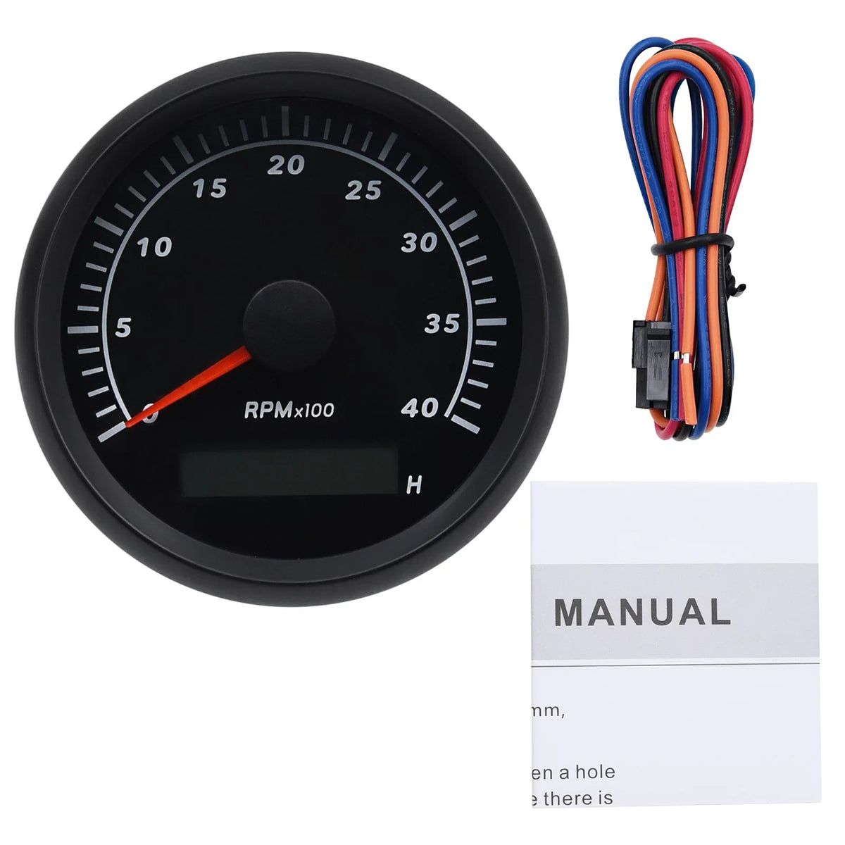 Geloo Marine Tachometer Hour Meter Waterproof Tachometer Gauge 0-4000RPM 85mm for Car Boat Truck