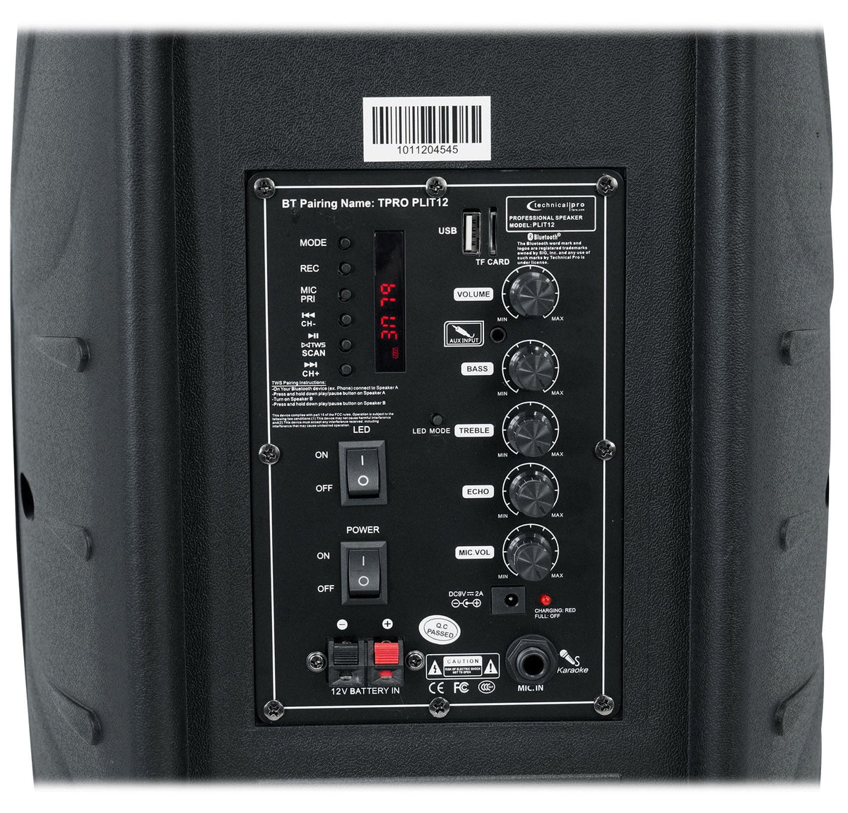 (2) Technical Pro PLIT12 Bluetooth  12" Party Speakers+Wireless Link+Stands