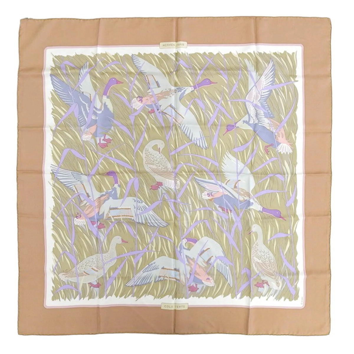 Pre-Owned Hermes  Kare90   Mallard Scarf Muffler Silk Orange (Good)